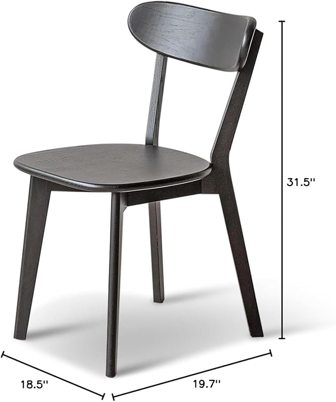 100% Solid Oak Wood Dining Room Chairs - Practical Kitchen Chairs - Wood Chair for Dining Room, Kitchen (4, Black)