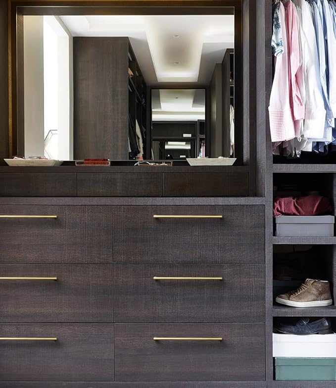 Goo-Ki Brushed Brass Cabinet Pulls with 7.6'' Hole Centers, Modern Style Zinc Alloy Cabinet Handles for Dresser,Wardrobe,Cupboard- 6 Pack
