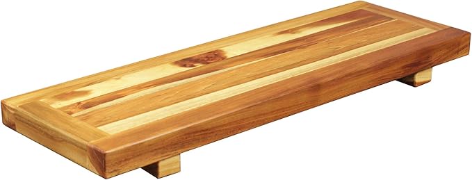 EcoDecors 29 inch Bath Caddy Tray for Bathtub with Eleganto 3 Piece Teak Wood Bath Amenities Set Bundle