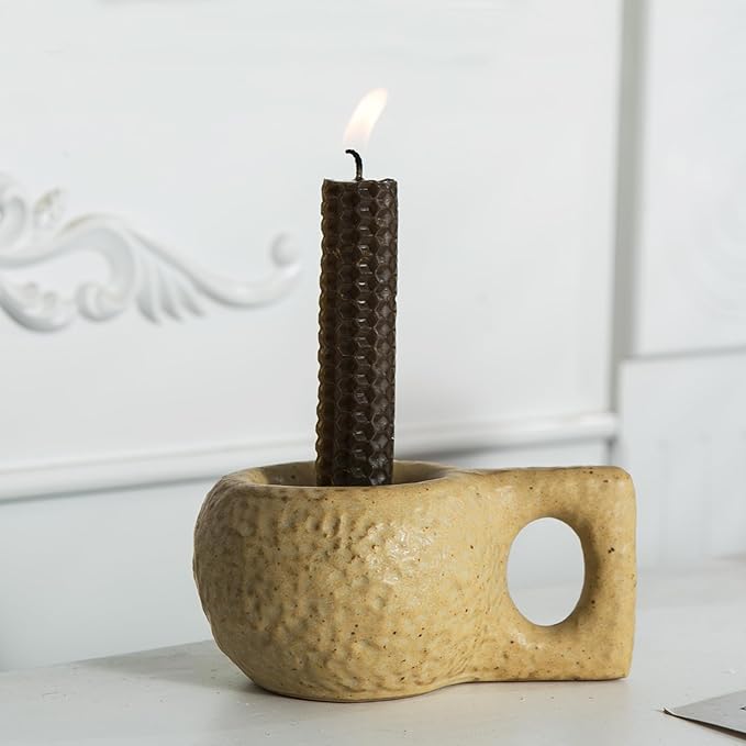 Candle Holder Ceramic Candlestick Holder, Candlelight Stand for Spell Candles, Taper Candles, and Incense, Halloween Christmas Dining Room Home Decoration Display