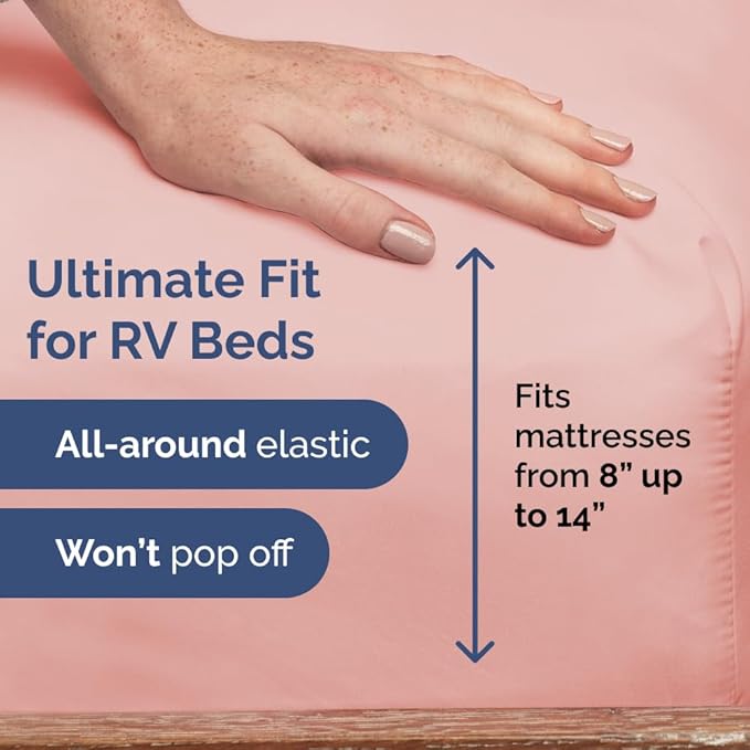 Short Queen Size 4 Piece Sheet Set - RV Short Queen, Soft, Breathable & Cooling Bed Sheets Set with Deep Pockets - Hotel Luxury Bedding for Women & Men - Wrinkle Free and Fade Resistant - Baby Pink