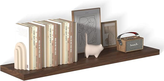 Large Floating Shelves for Wall 1 Pack Deep Floating Shelves No Drilling Accessories Included Deep Wall Shelves for Living Room Kitchen Farmhouse 48" W x 12" D x 1.2" H Walnut