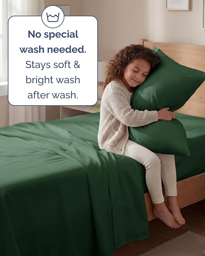 Twin Size 3 Piece Sheet Set - Comfy Breathable & Cooling Sheets - Hotel Luxury Bed Sheets for Women & Men - Deep Pockets, Easy-Fit, Soft & Wrinkle Free Sheets - Emerald Green Oeko-Tex Bed Sheet Set