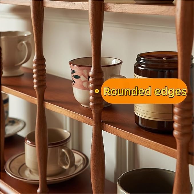 Vintage Cup Rack, Wooden Wall Cabinet, Mid-Century Wall-Mounted Storage Shelf, Solid Wood Display Rack, Curio Cabinet for Organization(18.9 * 5.9 * 19.7in)