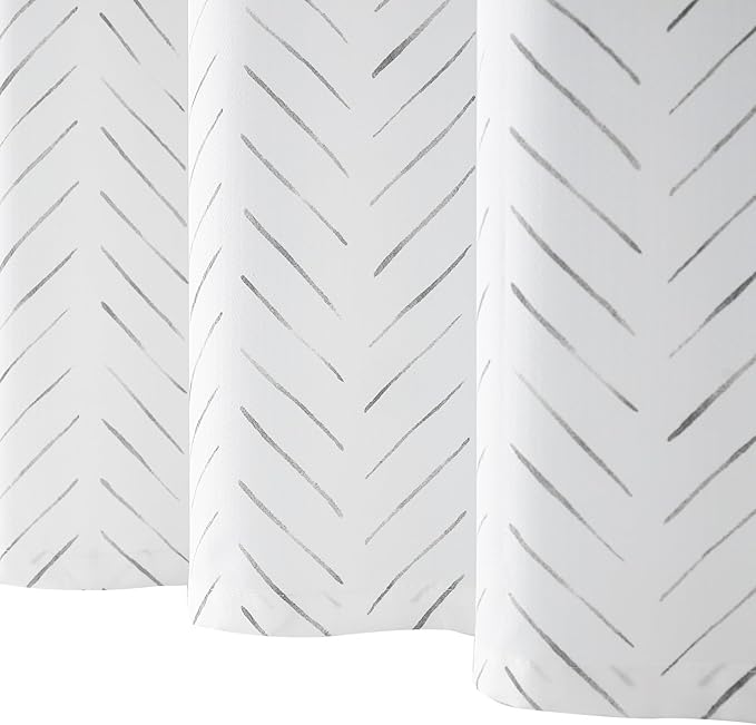jinchan Small Stall Grey and White Shower Curtain 36x72 Inches Inky Herringbone Chevron Zig Zag Waterproof Fabric Modern Farmhouse Shower Curtains for Bathroom with 7 Hooks