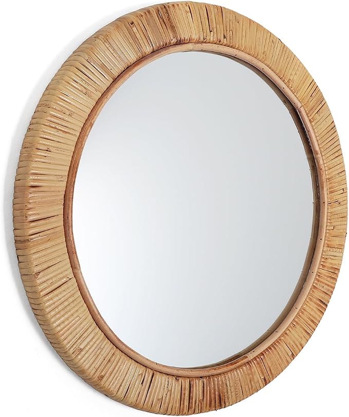 Rutledge & King Wall Mirror Rattan Mirror - Mirror Wall Decor - Wall Mirrors Decorative - Rattan Decor Boho - Circle Mirrors for Wall - Entryway Decor (2, Seaside - Medium)