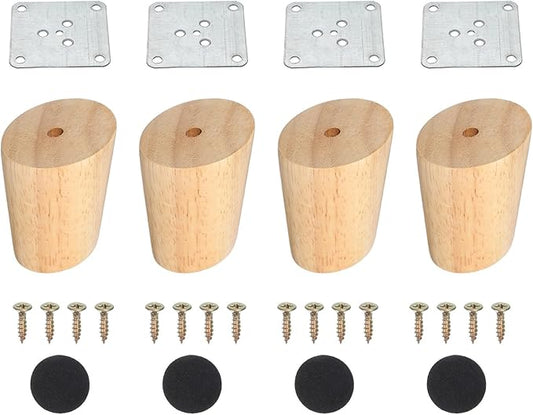 PATIKIL Wood Furniture Legs, 4Pcs 2.4" Tapered Replacement Sofa Leg for Chair Couch Bed Coffee Table Dresser, Wood Color