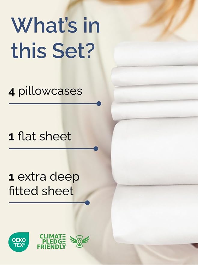 Extra Deep King Sheet Set - 6 Piece Breathable and Cooling Sheets - Hotel Luxury Bedding for Women, Men, Kids & Teens - Easy & Secure Fit - Soft and Wrinkle Free - Extra Deep Pockets - Antique White