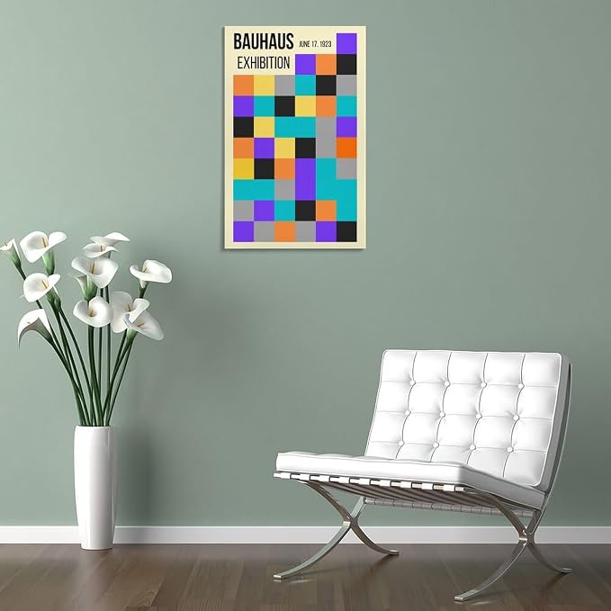 FideMm Bauhaus Print Poster,colours Poster,Abstract Art,Minimalist,Stylish Mid Century Art Poster for Room Aesthetics Canvas Wall Art Poster And Print Frame-style 16x24inch(40x60cm)