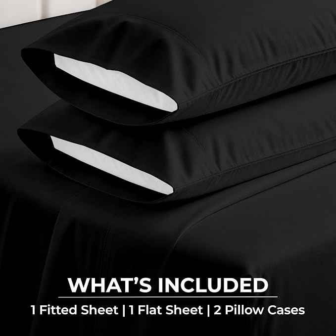 SGI bedding 100% Egyptian Cotton Sheets Full XL Size – 600 Thread Count Sheets Set, Soft, Cooling, 15" Deep Pocket, Luxury Hotel Bedding, Breathable, Durable - Black