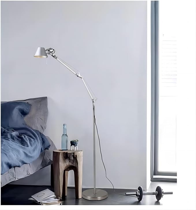 LIGHTLAND Modern Minimalist Mid-Century Wind Floor lamp Living Room Bedroom Study Desk Double Rocker arms Adjustable Fishing Light Reading Light - Small