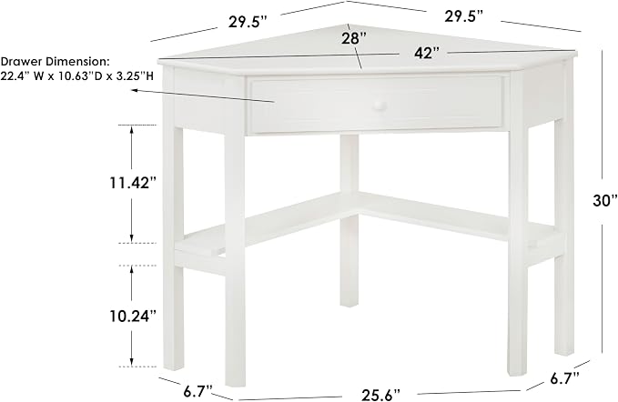 Ellen Wood Small Corner Desk with Wooden Knob Storage Drawer and Shelf – Compact Computer Table for Home Office, Bedroom, or Study, Cherry