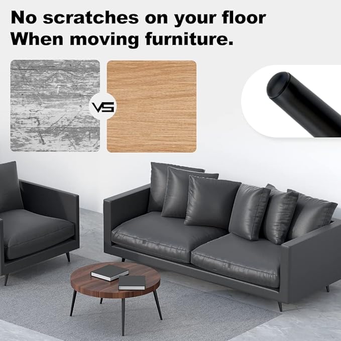 FIVEPEARS 8 PCS 4 Inch Heavy Duty Matte Black Metal Angled Taper Tapered Legs Set for Furniture, Mid Century Modern Style Feets for Coffee Table Couch Sofa Cabinet Chair Dresser Bed Desk Credenza
