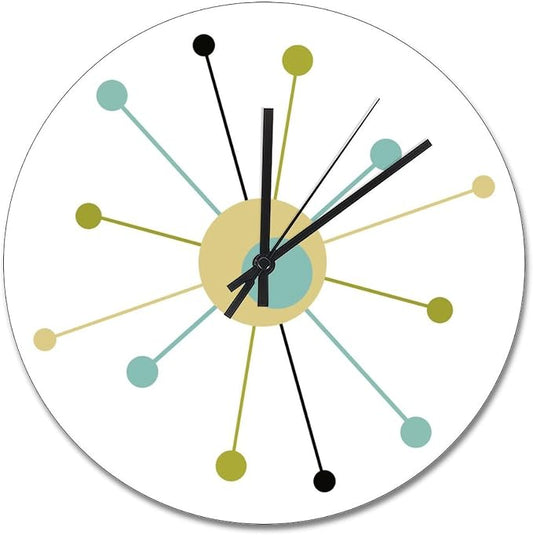 ArogGeld Mid Century Wall Clock Atomic Age Wall Clocks Battery Operated 15 Inch Silent Non-Ticking Farmhouse Wall Decor for Bedroom Living Room