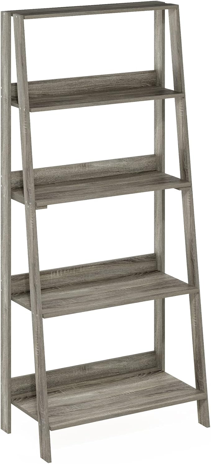 Furinno Ladder Bookcase Display Shelf, 5-Tier, French Oak