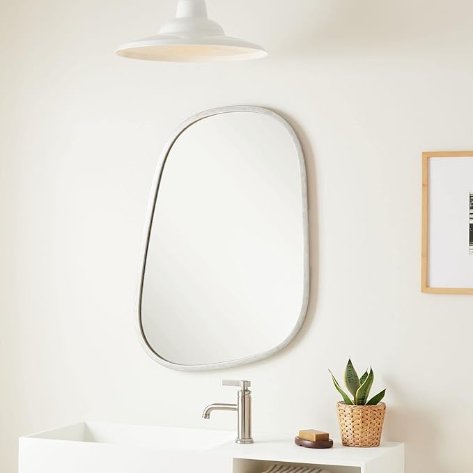 Signature Hardware 484231 Amburgey 33-3/4" x 33-3/4" Asymmetrical Framed Bathroom Mirror - Antique Silver