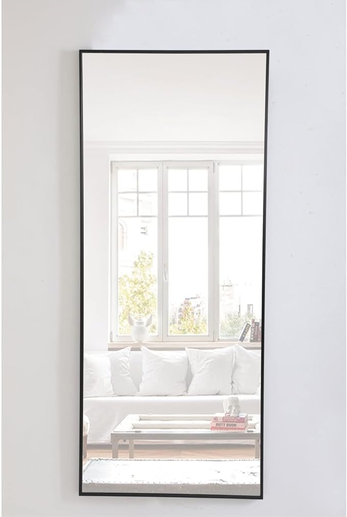 Elegant Decor Monet 72" x 30" Rectangle Metal Frame Mirror in Black