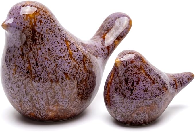 statueBird Statues, Modern Home Decor, Suitable for desks, Bookshelves, bedrooms, Living Rooms, cabinets, and Fireplace Mantel Decorations. Ceramic Animal Statues. (Purple;)