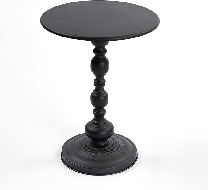 Vintage Metal Side Table, Matte Black Round Nightstand Suitable for Bedside or Sofa, Decorative Table for Small Space Living Room, Bedroom