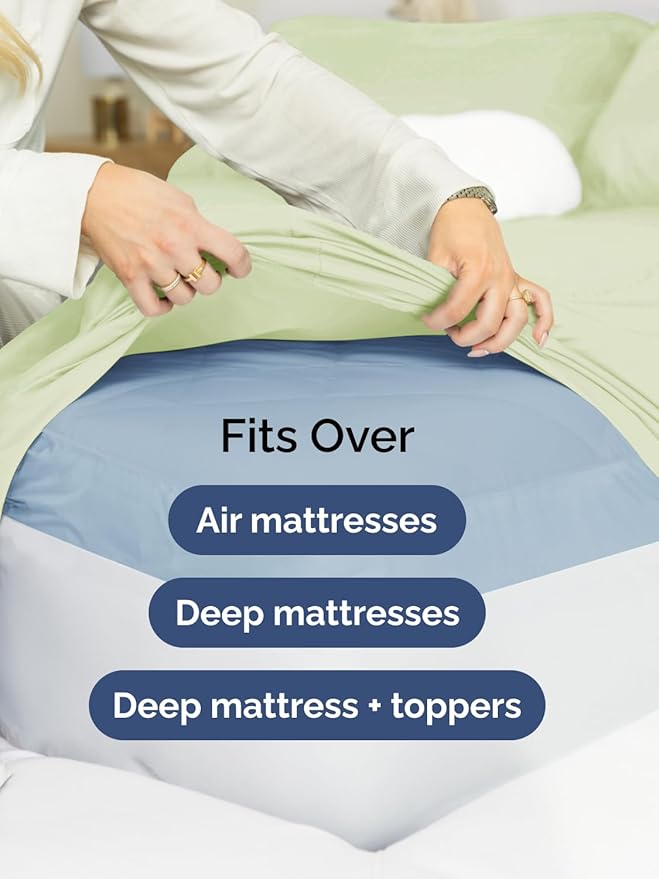 Extra Deep King Sheet Set - 6 Piece Breathable and Cooling Sheets - Hotel Luxury Bedding for Women, Men, Kids & Teens - Easy & Secure Fit - Soft, Wrinkle Free & Comfy - Extra Deep Pockets - Light Sage