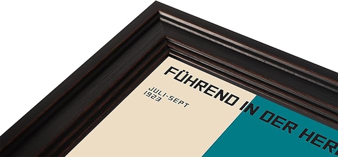 LZMXWX Vintage FüHrend In Der Herrenmode German Text Poster Geometric Orange Circle Canvas Wall Art Bauhaus 1923 Exhibition Prints For Home Bedroom Dorm Wall Decor 16x24in Black Framed Raised