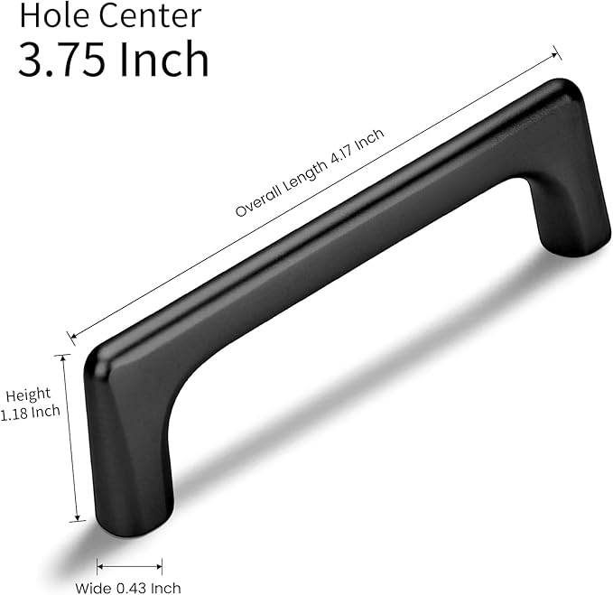 Lardmon 10 Pack Matte Black Modern Cabinet Pulls 3.75 Inch(96mm) Hole Center Timeless Drawer Pulls Vanity Pulls Classic Solid Kitchen Cabinet Handles Hardware for Dresser, 4.2 Inch(106mm) Total Length