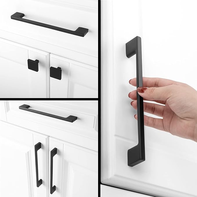 KOOFIZO 30 Pack 6-1/4 Inch Matte Black Kitchen Cabinet Pulls Black Cabinet Handles Black Cabinet Hardware for Kitchen Cabinets Drawer P01 Dresser Cupboard Bedroom Bathroom