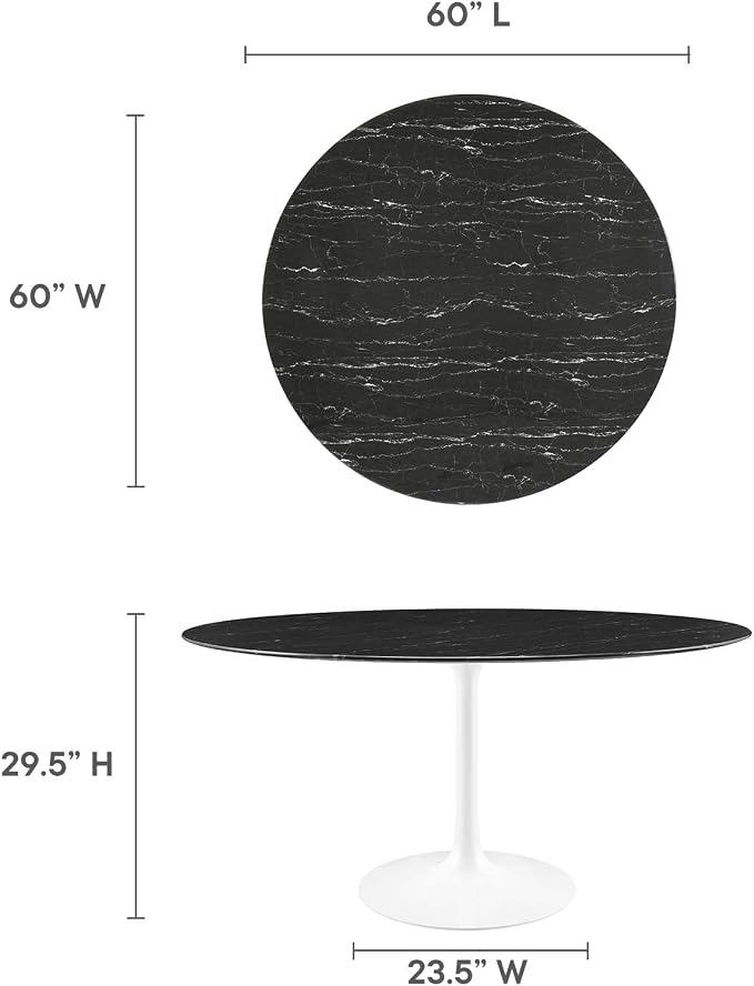 Modway Lippa Dining Table, 60", White Black