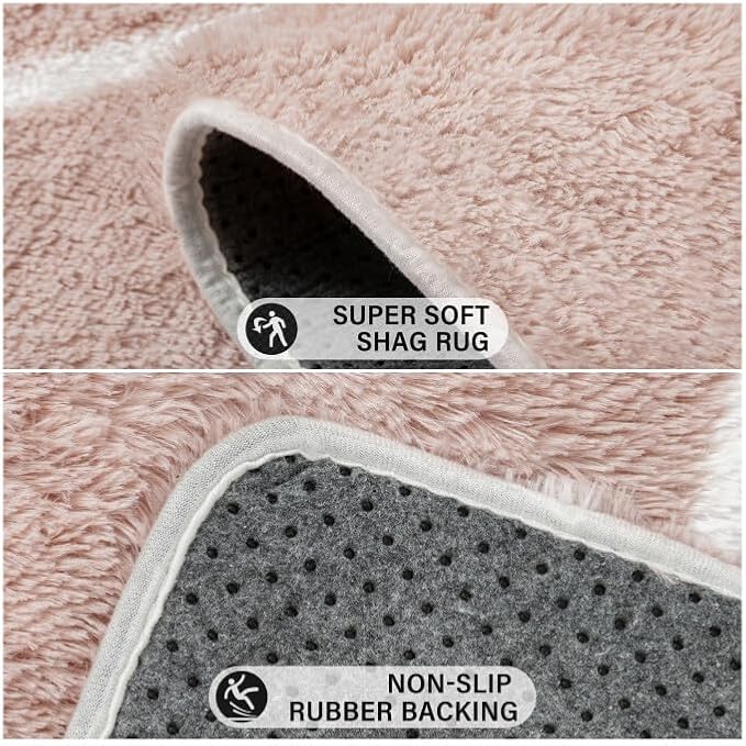 8x10 Checkered Rug for Living Room Pink and White Modern Soft Area Rug Fluffy Non-Slip Carpet for Bedroom Playroom Home Aesthetic Decor