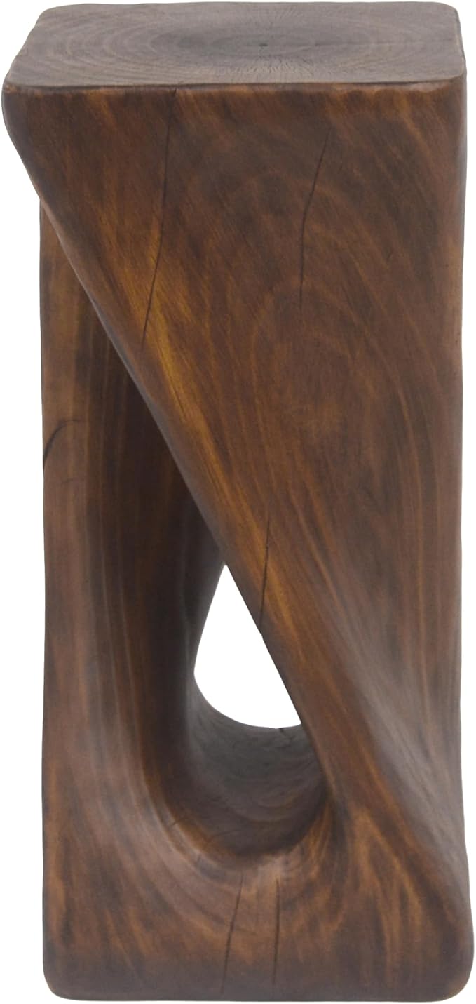 ø12.5'' Square Side Table End Table for Living Room, Modern Farmhouse Style, Magnesium Oxide & Lightweight Concrete Material for Indoor & Outdoor, No Assembly, Wood Grain, Antique Brown