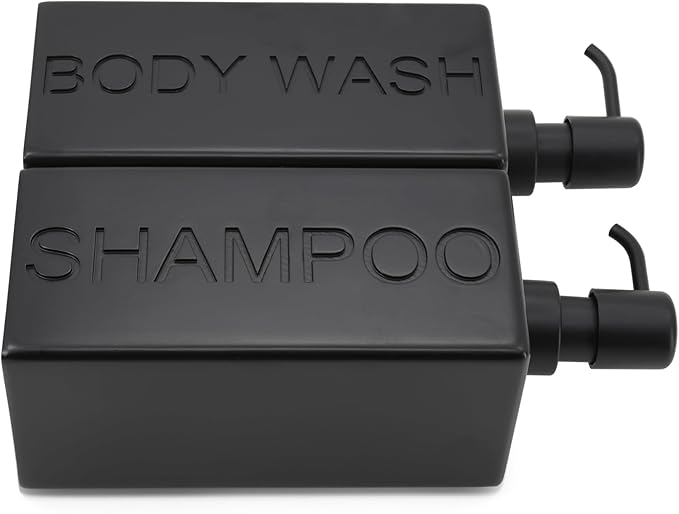 Rectangular Resin Dispenser Premium Bathroom Shampoo Conditioner Body Wash Bottle Modern Refillable Pump Design