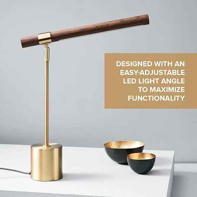 2 Pack Modern Banker Slim Table Lamp LED Desk Light - Adjustable Tilt Angle - Mid Modern Century for Home Library Bedside Office Desk Banking Desktop MCM I 3x Light Color - Cool Neutral Warm