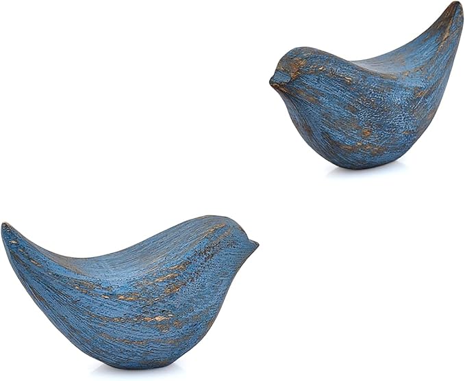 Statues Acacia Wood Bird Figurines | Rustic Farmhouse Decor, Office Accent Elegant Woodland Home Accent Tabletop Decor & Gift (4.5" x 2" x 2.5")