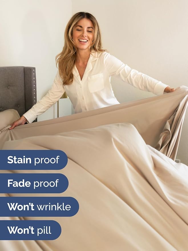 Extra Deep Twin Sheet Set - 4 Piece Breathable and Cooling Sheets - Hotel Luxury Bedding for Women, Men, Kids & Teens - Easy & Secure Fit - Soft, Wrinkle Free and Comfy - Extra Deep Pockets - Cream