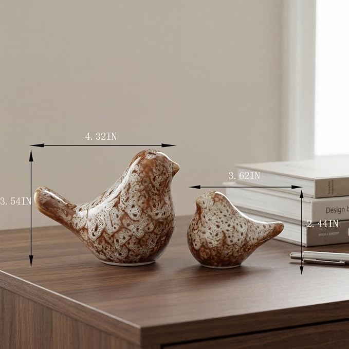 statueBird Statues, Modern Home Decor, Suitable for desks, Bookshelves, bedrooms, Living Rooms, cabinets, and Fireplace Mantel Decorations. Ceramic Animal Statues. (Off-White)