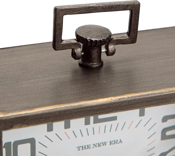 NIKKY HOME Vintage Silent Non-Ticking Table Clock, Shelf Desk Top Clock Battery Operated, Retro Home Decor for Living Room Mantel Desktop Countertop, Antique Brown