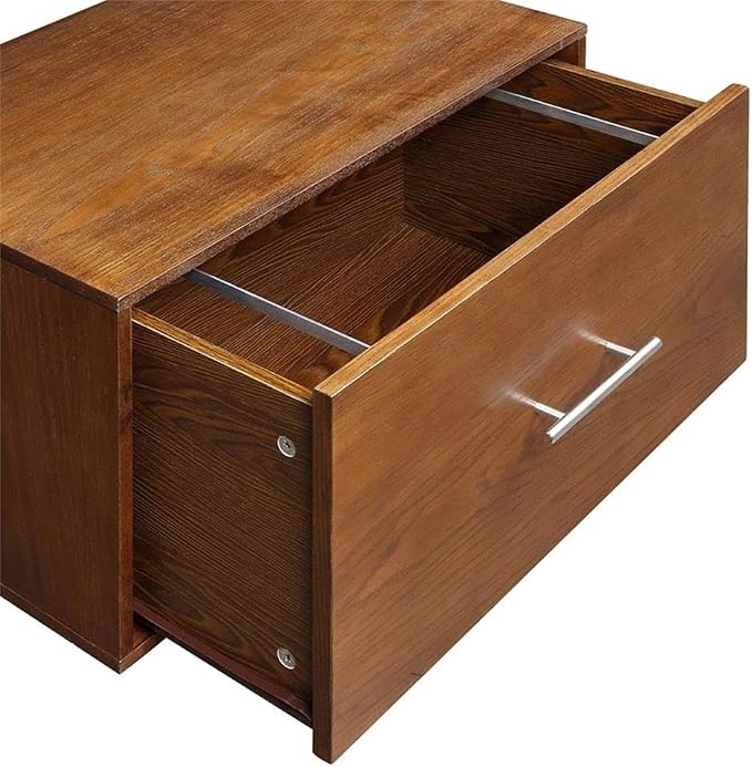 Convenience Concepts 3 tier American Heritage Ladder Bookcase with File Drawer, Dark Walnut