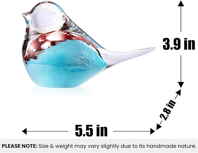 Blown Glass Birds - Glass Art Bird Decor, Hand Blown Glass Animal Figurines Paperweight for Home Shelf Decor