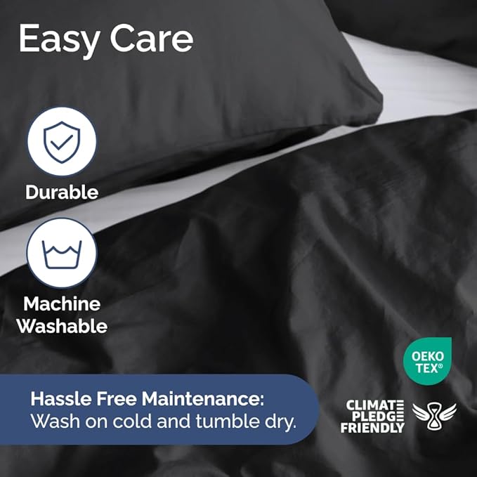 Duvet Cover Oversized Queen Size - Extra Soft Oversized Queen Size Duvet Cover - Breathable, Easy Care and Fade Free with Zipper Closures & Ties - 98” x 98” Inches - (Black) Comforter Not Included