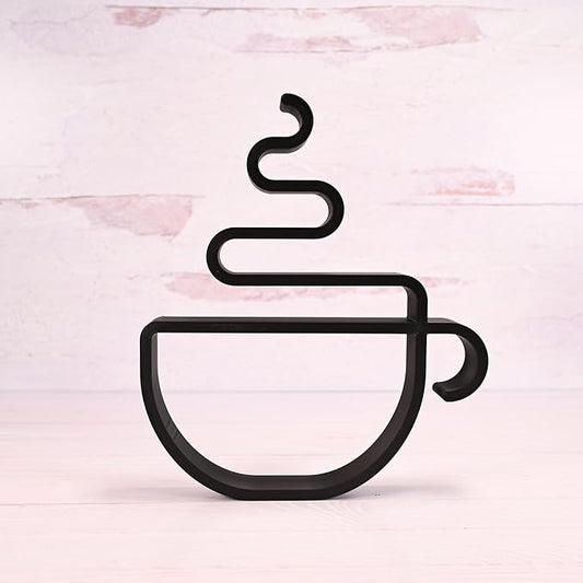 Coffee Sculpture – Minimalist Decorative Accent for Caffein Lovers & Modern Home Decor | Collectible Design (Hot Coffee Cup Matte Black)