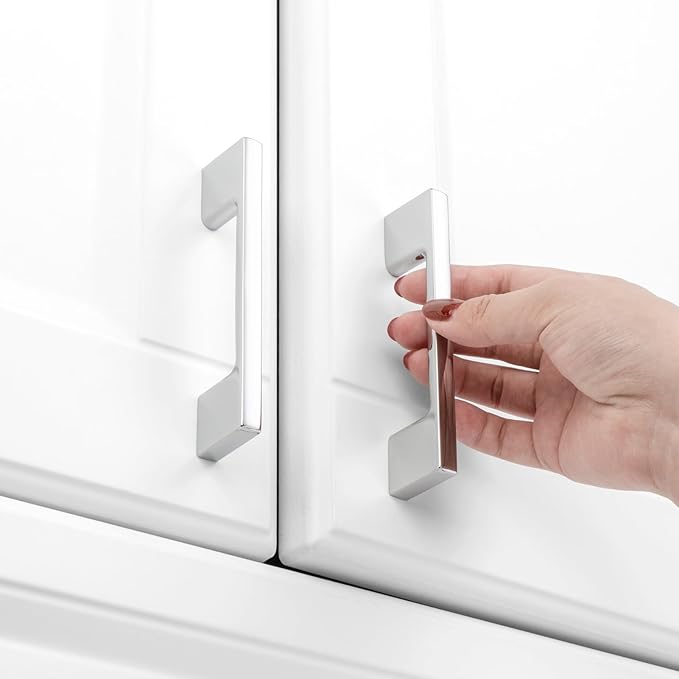 KOOFIZO 10 Pack 3 Inch Polished Chrome Kitchen Cabinet Pulls Chrome Cabinet Handles Chrome Cabinet Hardware for Kitchen Cabinets Drawer P01 Dresser Cupboard Bedroom Bathroom