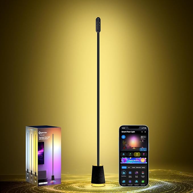 Floor Lamp, RGBICWW Led Floor Lamp with Bluetooth Speaker & White Noise, Coner Lamp Compatible with Alexa/Google Assistant, 12 White Noise Modes, Floor lamp for Bedroom, Living Room.