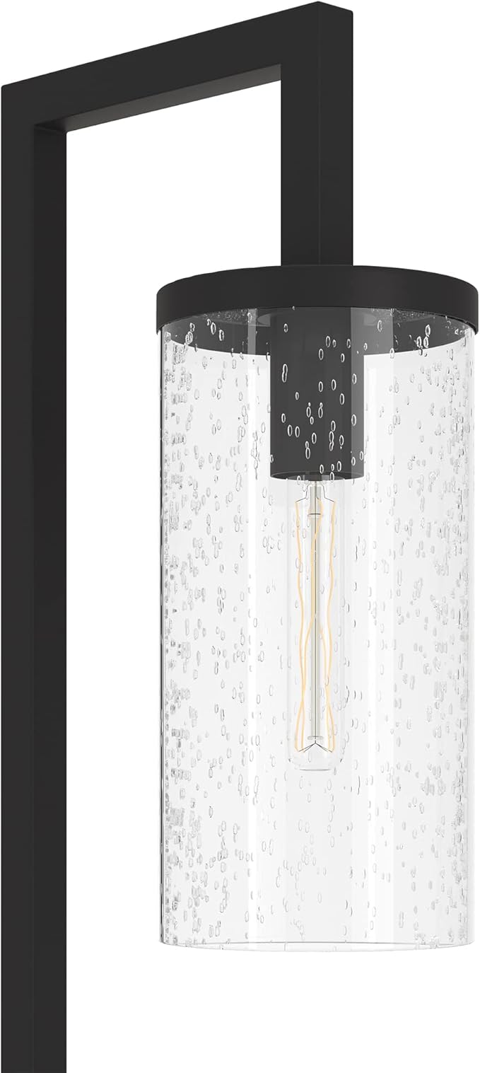 Henn&Hart 67.75" Tall Floor Lamp with Glass Shade in Blackened Bronze/Seeded, Floor Lamp for Home Office, Bedroom, Living Room