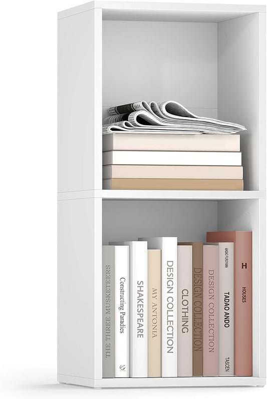 VASAGLE Custos Collection - Bookshelf, 2-Tier Bookcase, Book Shelf, Open Storage Shelf, 9.4 x 11.8 x 25.2 Inches, for Living Room, Home Office, Dining Room, Cloud White ULBC432W01