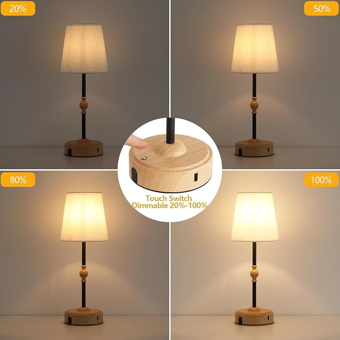 MEIXISUE Cordless Rechargeable Table Lamp with Dimmer,Portables Battery Operated Table Lamp,Touch Dimmable Desk Lamp with USB Port,Bedside Night Lamp for Patio Camping Restaurant Home