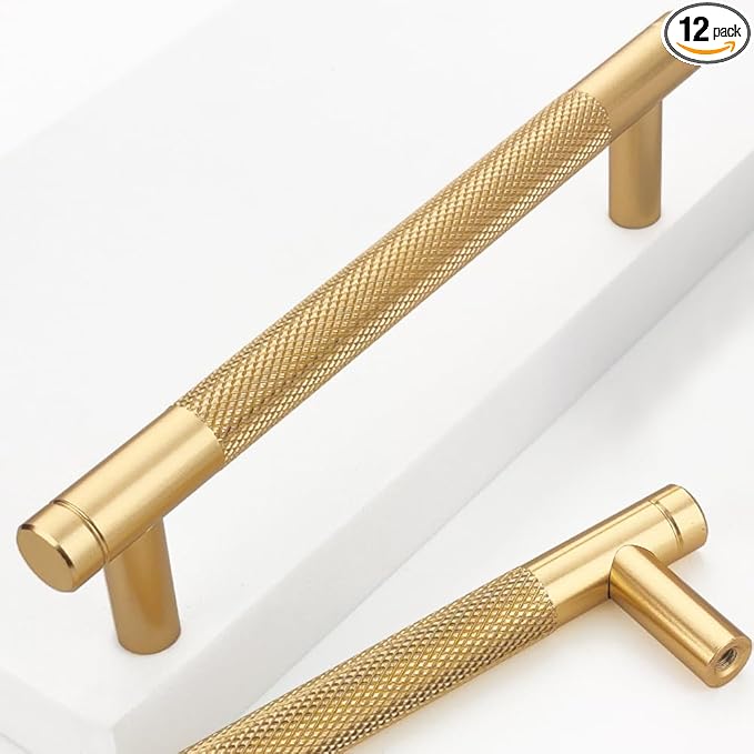 12 Pack 5 Inch 128 mm Gold Barrel Cabinet Pulls Cupboard Aluminum Handles Drawer Pull Cabinet Handles Cabinet Handles