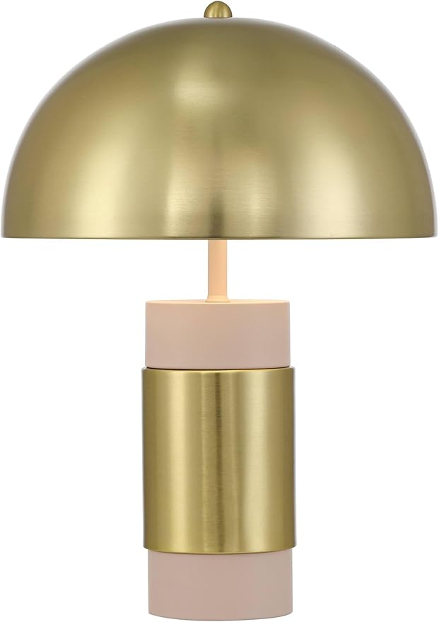 360 Lighting Delia 16" High Small Mushroom Mid Century Modern Accent Table Lamp Gold Antique Brass Finish Metal Single Shade Living Room Bedroom Bedside Nightstand House Office Home Reading