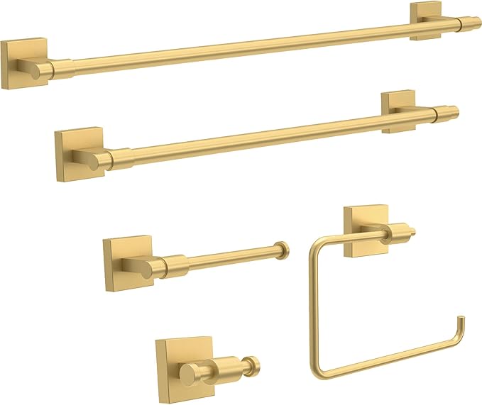 Franklin Brass Maxted (1-Pack) 18' Towel Rack for Bathroom, Modern Gold Bar Holder Wall Mounted Rod, Hardware | Accessories MAX18-MG
