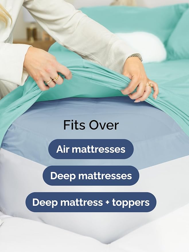 Extra Deep Cal King Sheet Set - 6 Piece Breathable and Cooling Sheets - Hotel Luxury Bedding for Women, Men, Kids & Teens - Easy & Secure Fit - Soft and Wrinkle Free - Extra Deep Pockets - Spa Blue