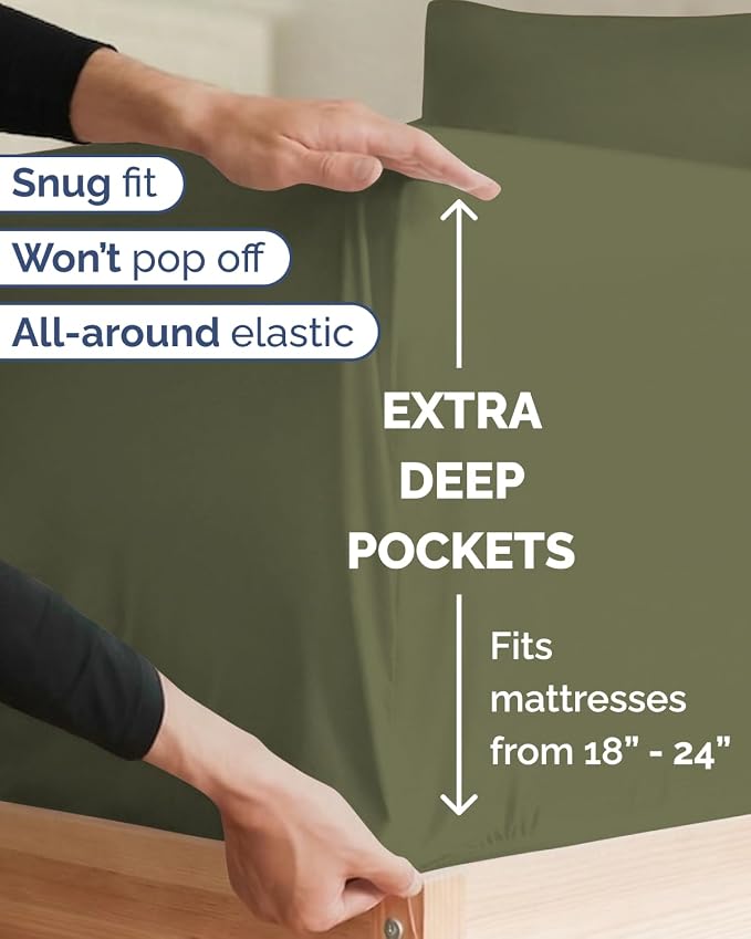 Extra Deep Twin XL Sheet Set - 4 Piece College Dorm Bed Sheets Set with Extra Deep Pockets - Ultra-Soft, Comfy & Breathable Bedding for Women, Men, Kids & Teens - Wrinkle & Fade Resistant - Sage Green